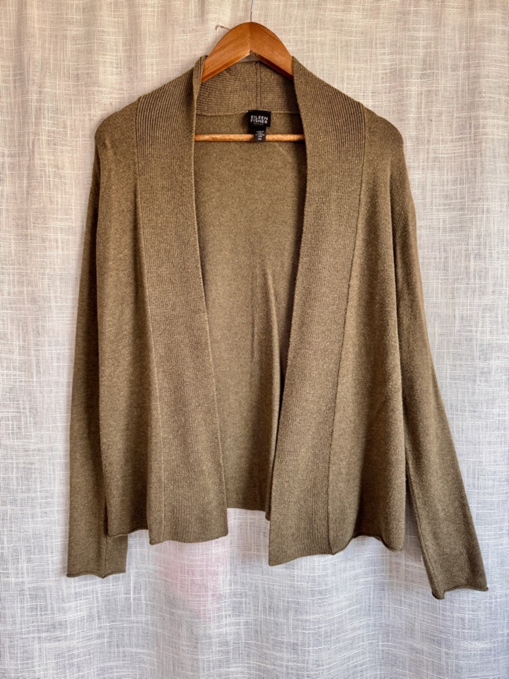Eileen Fisher Open Front Minimalist Lagenlook Knit Cardigan Sweater Size PM
